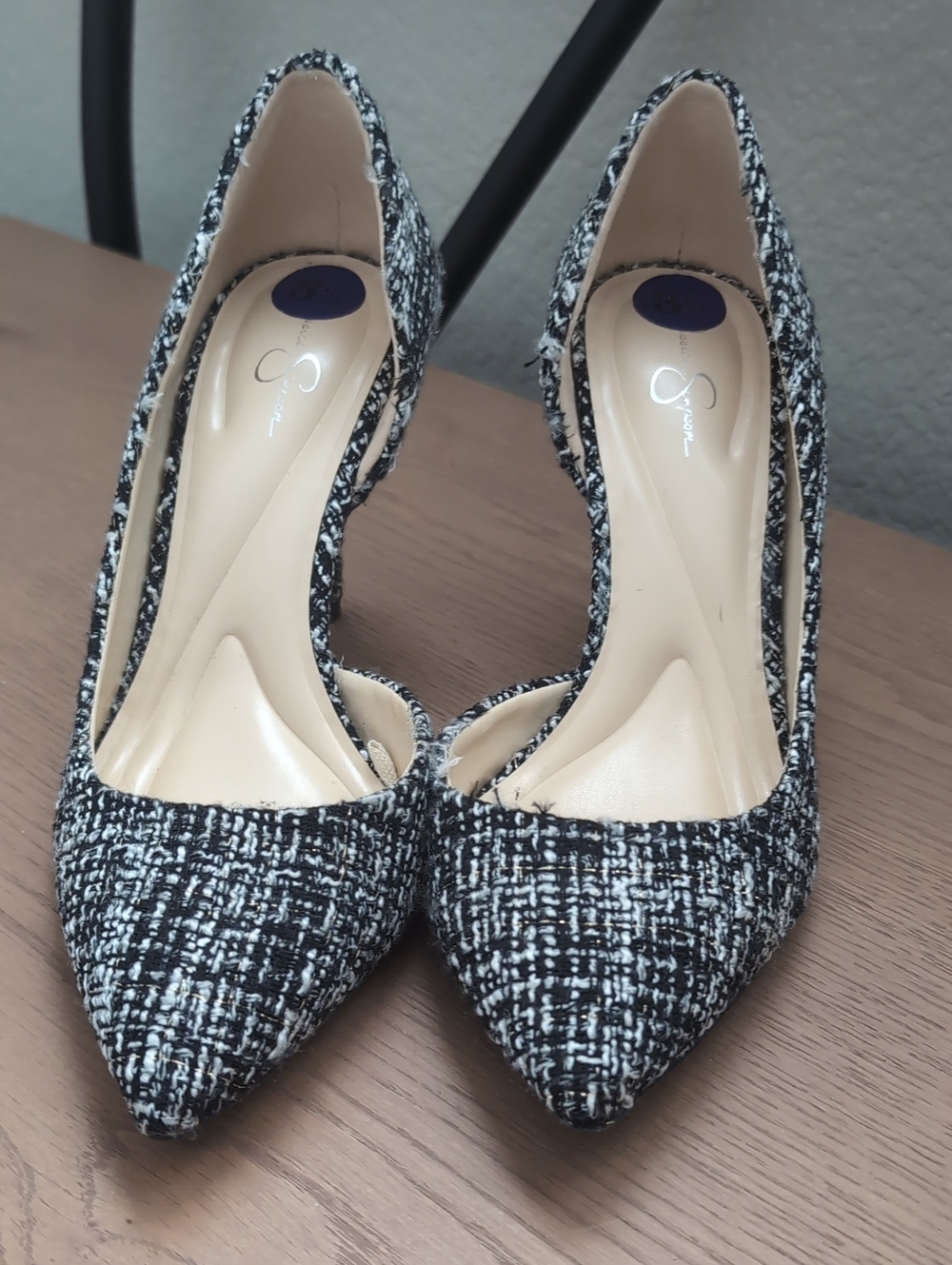 Jessica Simpson Black & White Tweed Pointed Toe Pumps